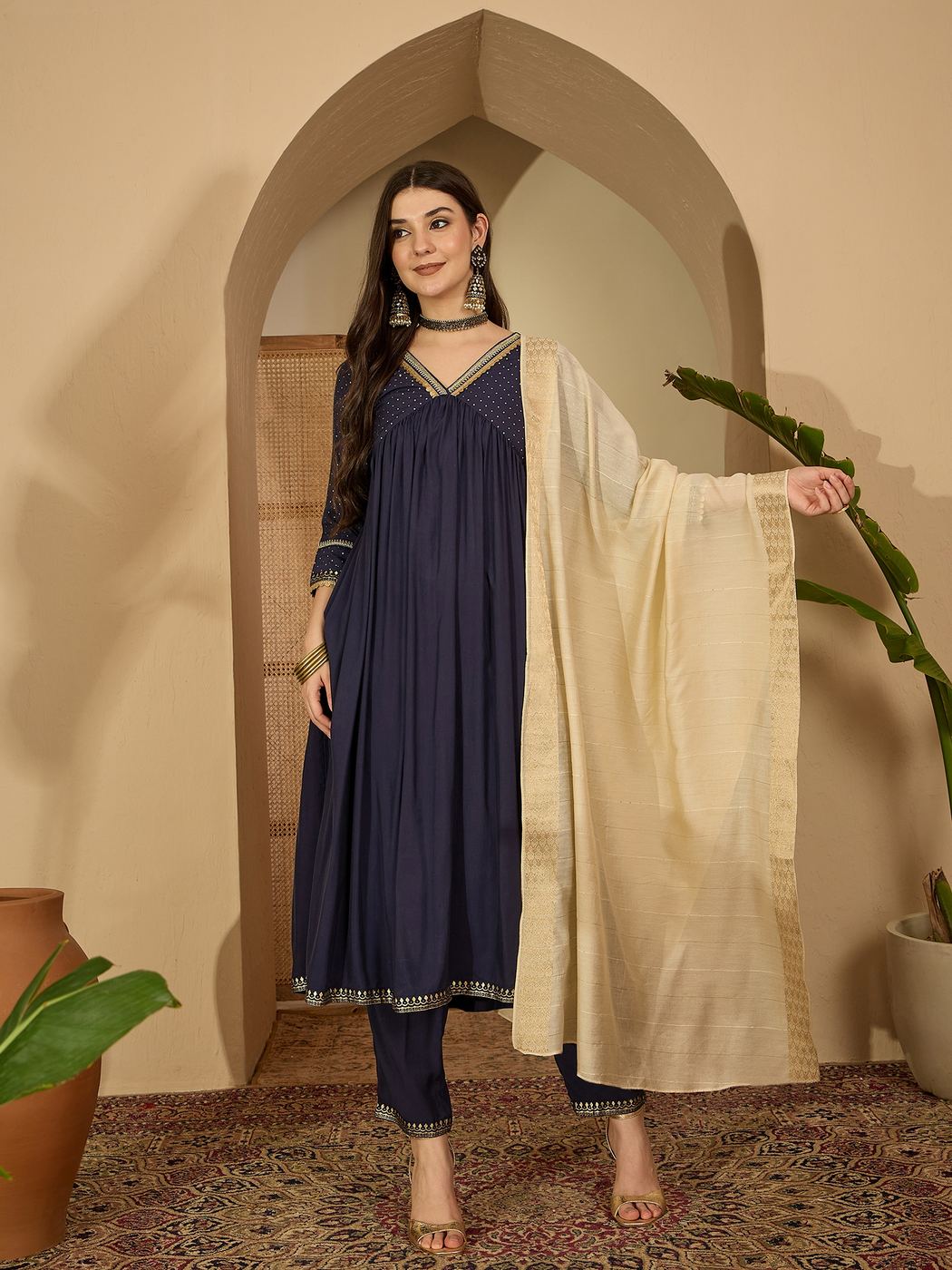 Navy dupatta set
